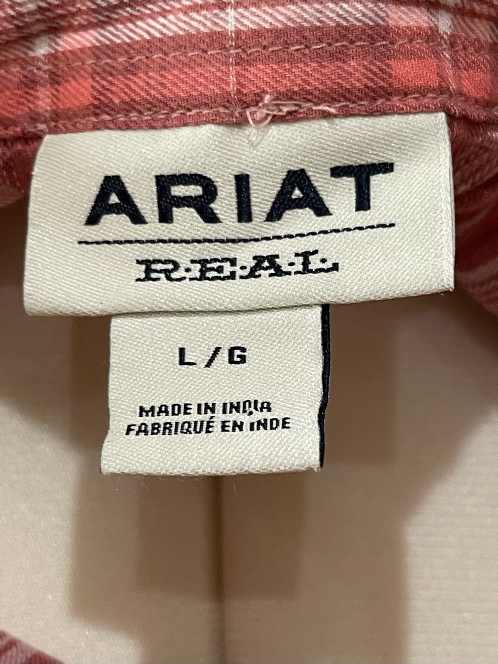 Ariat REAL Terracotta Plaid Thunderbird Western Snap Shirt L - Picture 7 of 10